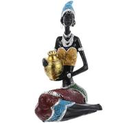 IDEANATEGRATE Creative African Figurine Resin Sculpture Fine Workmanship and Smooth Shiny Surface, Charming Body Sculpture for Entrance Or Study Desktop Decoration