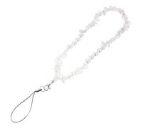 IDEANATEGRATE Creative White Crystal Phone Chain with Pearl Beads, Compact Design and Easy to Carry Mobile Phone Hanging Chain Accessory for Anti-lost Use and Elegant Style