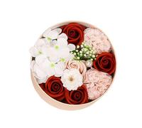 IDEANATEGRATE Delicate Red Soap Flower round Box with Unique Flower Arrangement for Girlfriends, Never Fade, Suitable for Birthday Party Decor and Valentine's Day Christmas
