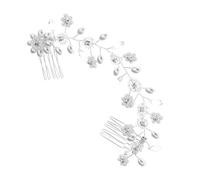 IDEANATEGRATE Delicate Silver Alloy Pearl Hair Comb for Women Elegant Bridal Hair Accessories with Shining Crystal Design for Engagements and Photoshoots Party Accessory