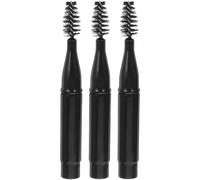 IDEANATEGRATE Eyebrow Brush and Lash Wand Set 3Pcs with Black Short Handles and Caps, Mini Portable Eye Makeup Tools for Precise Brow Grooming and-The-Go Lash Separation