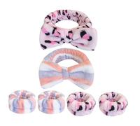 IDEANATEGRATE Face Wash Prevent Water from Flowing down Arms 2 Sets Wristbands Bow Shape, Skin-friendly Cloth Material and Adorable Hair Accessories for Face Washing and Shower Use