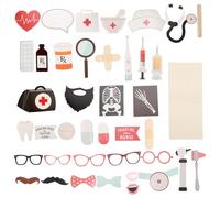 IDEANATEGRATE Funny for Prom Accessories Toothpick Party Sticks Paper and 40pcs Photo Props Set with Background Graduation Self-portraits