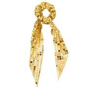 IDEANATEGRATE Golden Sequin Bow Hair Ties for Women Fabric Elastic Ponytail Holders Easy Styling Versatile Accessory Suitable for Parties and Daily Wear Elegant European and American Fashion