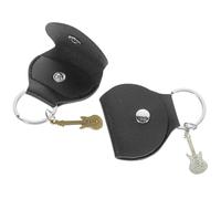 IDEANATEGRATE Guitar Pick Holder Keychain 2pcs Pu Leather with Metal Keyring Design Small Pendant Storage Bag Convenient to Use Gift for Christmas and Mother's Day for Guitar Picks