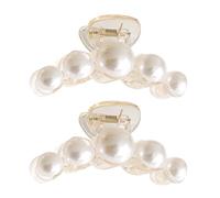 IDEANATEGRATE Hair Clips Rounded Imitation Barrettes for Women 2pcs Comfortable and Won't Damage Hair, for Party and Shower Use
