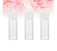 IDEANATEGRATE Hair Coloring Tool 60ml Capacity Each 3pcs White Hair Dye Bottle Applicator Comb with Scale for Hairdressing and Salon Use