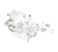IDEANATEGRATE Hair Comb White Easy to Take and Put into Hair Rhinestone Alloy Elegant Flower Design Bride for Wedding Party