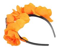 IDEANATEGRATE Halloween Hair Clasp Headband Simulation Orange Flowers Cosplay Prop, Plastic and Cloth Material, Holds Hair Shape and Not Easy to Deform, for Photo Family Members or Friends