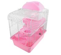 IDEANATEGRATE Hamster Cage Pink Pink Plastic and Wire Material Plastic and Wire Material Double Layer with Easy Cleaning Detachable Design with Small Pets Suitable for Hamsters and Small Animals