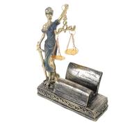 IDEANATEGRATE Hand Painted Resin Justice Goddess Statue with Scales and Sword, Elegant Gr oddess of Justice Sculpture, Business Card Holder, Lasting Decoration for Attorney Office and Law