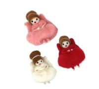 IDEANATEGRATE Handmade, Angel Girl Doll Keychain Pendant and Wool Felt 3pcs with 3D Structure Soft Material Cute Dancing Figures for Christmas Tree Decorations and Keychain Accessories