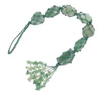 IDEANATEGRATE Handmade Car Hanging Crystal Stone Ornament for Rear View Mirror Decorative Car Mirror Hanging Accessories in Green Cotton and Stone Sturdy and Not Easy to Crack
