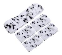 IDEANATEGRATE Headband and Wristbands Set 5pcs Flannel Leopard Print Water Absorbing Comfortable Face Wash Hair Bands to Keep Hair from Face for Women for Spa and Skincare Routine