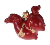 IDEANATEGRATE Horse with Authentic Artistic Appeal Ceramic for Chinese New Year Red Figurine Feng Shui Success Ornament and Easy to Clean Material Desktop Decoration