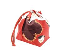 IDEANATEGRATE Japanese Style Drawstring Bag for Women Lightweight Portable Fabric Cosmetic Bag with Cherry Blossom Pattern Elegant Coin Purse Suitable for Everyday Use
