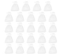 IDEANATEGRATE Jewellery Pouches Easy to Open and Close, Prevents Small Items from Falling 50pcs White Gauze with Drawstring for Cosmetic Bags and Wedding Candy Party Bags