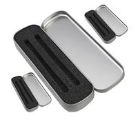 IDEANATEGRATE Metal Pencil Box Set 3Pcs with Sponge Lining, Hard Pen Organizer in Silver for Artists and Students, Portable Pen Storage Case for School and Office Use