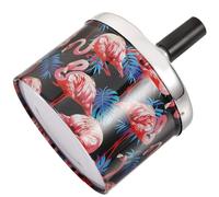 IDEANATEGRATE Metal Round Ashtray Outdoor with Flamingo Pattern, Automatic Extinguishing Windproof Ash Holder for Patio, Car, and Travel Souvenir