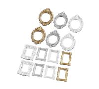 IDEANATEGRATE Miniature Playing House Frames Resin Material and Phone Case Decor 14pcs with Assorted Color, Square and Oval Retro Style Ornament Frames for Crafts Making