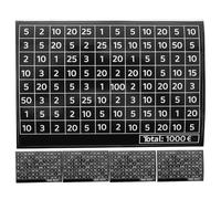 IDEANATEGRATE Money Saving Box Stickers with Adaptation and Counting Functionality 50pcs with Digital Number Labels Black Paper Material for Wooden Box and Piggy Bank for Teaching