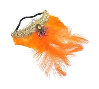 IDEANATEGRATE Orange Plume Headband Hair Accessory for Carnival Costume, Unique Quick Topper Headdress for Parade Costumes and Pageant, Fashionable Party Hair Band for Ladies and Men