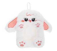 IDEANATEGRATE Plush Animal Card Holder Keychain in White Cute Rabbit Shape with Adorable Design Practical Card Holding and Student Ids