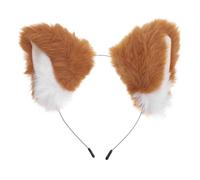 IDEANATEGRATE Plush Fox Ear Comfortable to Wear Performance Headband with Metal and Fabric Material Hairband Lovely Orange Fox Ears for Washing Face Cosplay Accessory for Girlfriend or Wife