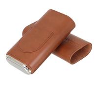 IDEANATEGRATE Portable Cigar Holder Case Leather Travel Humidor with Dual Metal Ends and Cedar Lining, Compact and Sturdy Cigar Travel Box for Outdoor Use