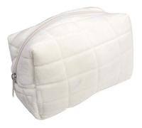 IDEANATEGRATE Portable Travel Makeup Bag White Polyester Cosmetic Organizer with Good Capacity and Nice Shape, Multipurpose Pouch to Avoid Dropping and Keep Items from Being Lost for Travel Use