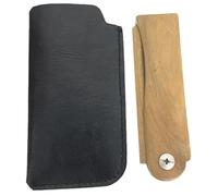 IDEANATEGRATE Portable Wooden Folding Beard Comb with Case for Outdoor Travel and Home Use, Multi-function Mustache Styling Tool, Wooden Hair Comb