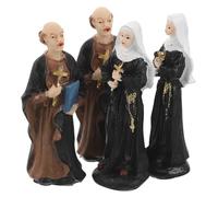 IDEANATEGRATE Resin Catholic Figurines 4Pcs for Psychological Sandplay Nun and Priest Miniature Sculptures for Baptism Party Favors and Micro Landscape Decor