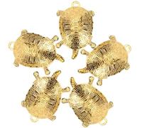 IDEANATEGRATE Retro Golden Alloy Turtle Keychain Charms with Antique Styling 5pcs for Jewelry Making and Decorating Key Chains, for Art Craft Projects and DIY