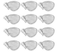 IDEANATEGRATE Rhinestone Sublimation Heart Pendant Trays Creative Antique Appearance 12 Set Silver Alloy and Glass Material, Smooth Surface for DIY Crafts Suitable for Handicrafts and Jewelry