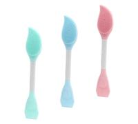IDEANATEGRATE Silicone Skin Care Brush Set for Beauty Shops and Household Use Random Color 3pcs with Mud Applicator and Facial Buffer, Skin-friendly Material with Massage Effect