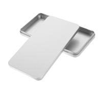 IDEANATEGRATE Silver Metal Cash Saving Box with Lid Rectangular Shape Large Capacity Simple Stylish Design Currency Case for Business and Fitting in Cabinets