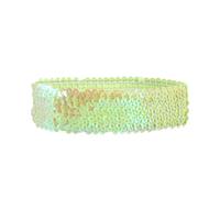 IDEANATEGRATE Sparkly Elastic Sports Headband for Women, Alloy Material, Bright Light Green Colour, Designed to Hold Hair of Eyes, for Birthday Parties and Cheerleading