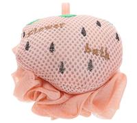 IDEANATEGRATE Strawberry Bath Sponge Cute Fruit Shaped Mesh Pouf Exfoliating Shower Ball for Body Wash Double Sided Loofah Sponge for Shower Exfoliation