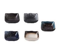 IDEANATEGRATE Sushi Plates Set with Wave Design 5pcs Japanese Style Ceramic Sturdy Without Residual Odor for Delicious Desserts and Food Shops Serving Appetizers