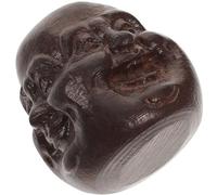 IDEANATEGRATE Vietnamese Agarwood Four-Faced Buddha Wooden Carving Ornament 45mm Handheld Solid Wood Massage Ball Traditional Buddhist Woodcraft for Home and Meditation Decor