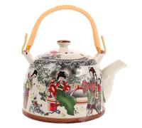 IDEANATEGRATE Vintage Ceramic Tea Kettle 900ml with Elegant Design, Easy to Clean and Versatile Use, for Boiling Water on Stove Top, Classic Porcelain Teapot for Home and Kitchen