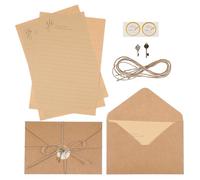 IDEANATEGRATE Vintage Letter Paper and Invitation Envelope Set 2 Sets A5 Size with Hemp Rope and Metal Closure, Portable and Fluent Writing Stationery for Notes and Poems
