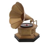 IDEANATEGRATE Vintage Phonograph Model Retro Gramophone Music Box Alloy Portable Standing Record Player Photography Props Home Desktop Decoration
