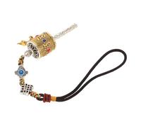 IDEANATEGRATE Vintage Tibetan Style Alloy Car Hanging Pendant with Hand Held Prayer Wheel, Unique Retro Design Car Decor for Interior Decoration Bringing Positive Energy and Blessings