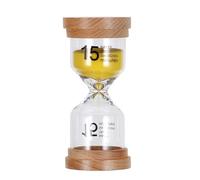 IDEANATEGRATE Wooden Frame Hourglass Timer 15 Minutes with Glass Sand for Classroom Study Cooking and Office Tabletop