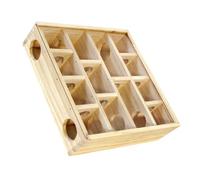 IDEANATEGRATE Wooden Hamster Maze for Small Animals, Entertaining and Prevents Obesity, Multi-grid Household Hamster Maze Accessory for Small Pets, Khaki Colour