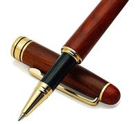 IDEAPOOL Genuine Rosewood Ballpoint Pen Writing Set - Extra 2 Black Ink Refills - Fancy Nice Gift Pen Set for Signature Executive Business