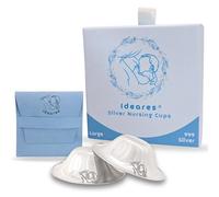 Ideares 999 Silver Nipple Shields for Breastfeeding - Hypoallergenic & Pain-Relief Nursing Cups - Reusable Silver Shields for Sore Nipples - Postpartum Essential for New Moms - Silverette - L