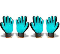 IDEARES Pet Hair Remover & Grooming Glove, 4-Pack Left & Right Mitt with 313 Soft Tips, Deshedding Brush for Dogs & Cats