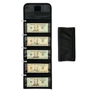 Ideaspace Money Organizer for Bills with 5 Zippered Pockets - Cash Organizer for Bills - Foreigh Currency Wallet - Organizador de Dinero - Money Divider for Cash - Budgeting Wallet, Black, S, Black